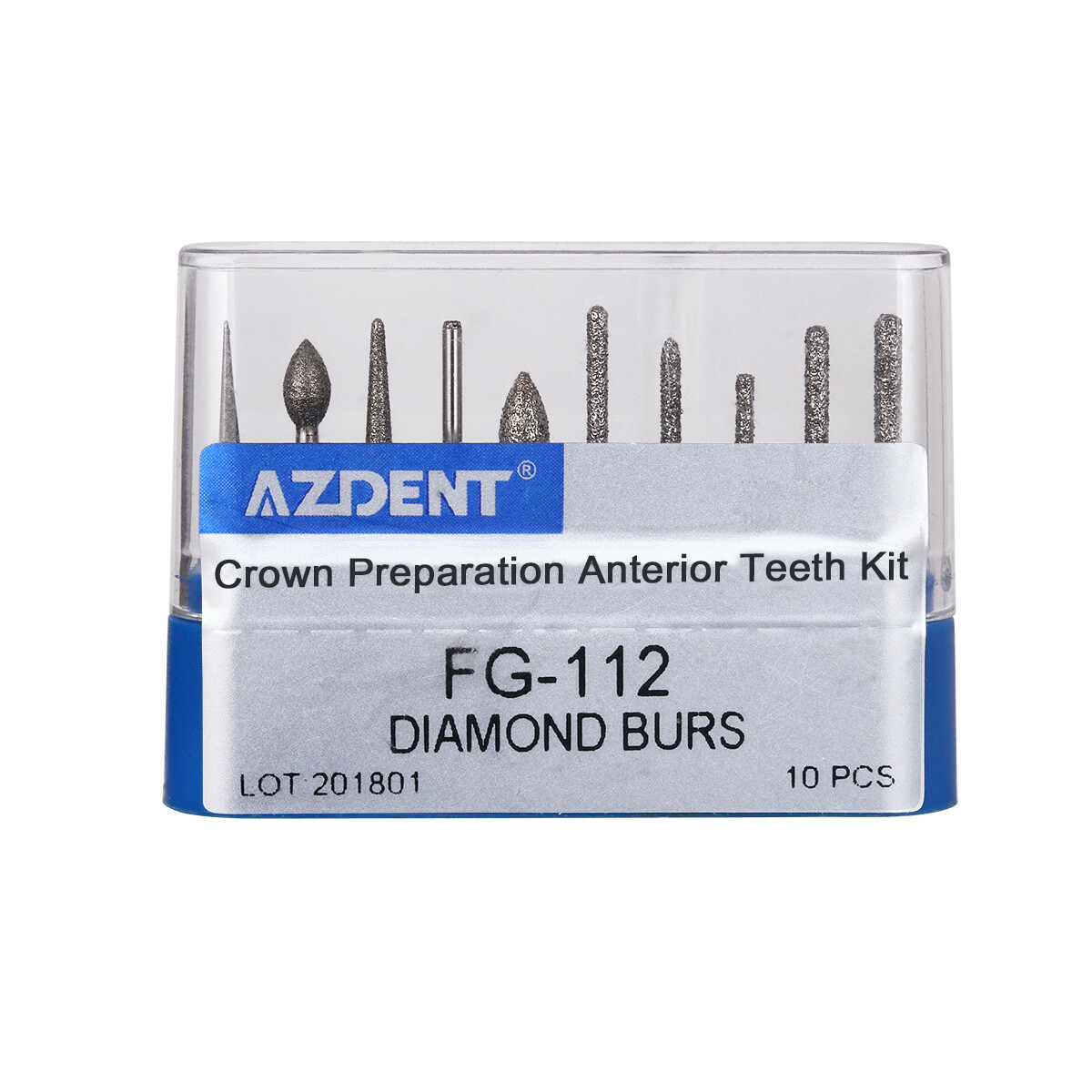 AZDENT Dental Air Turbine Crown Preparation Diamond Burs Anterior Teeth Drills