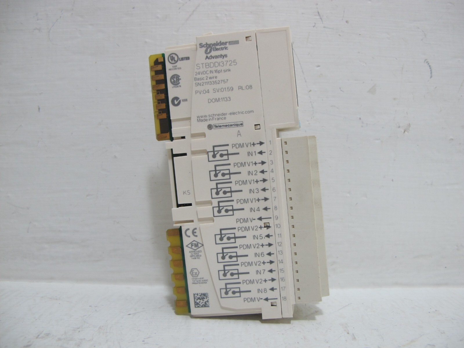 Schneider Electric Advantys STBDDI3725 PLC Input Module STB DDI3725 16 PT IN
