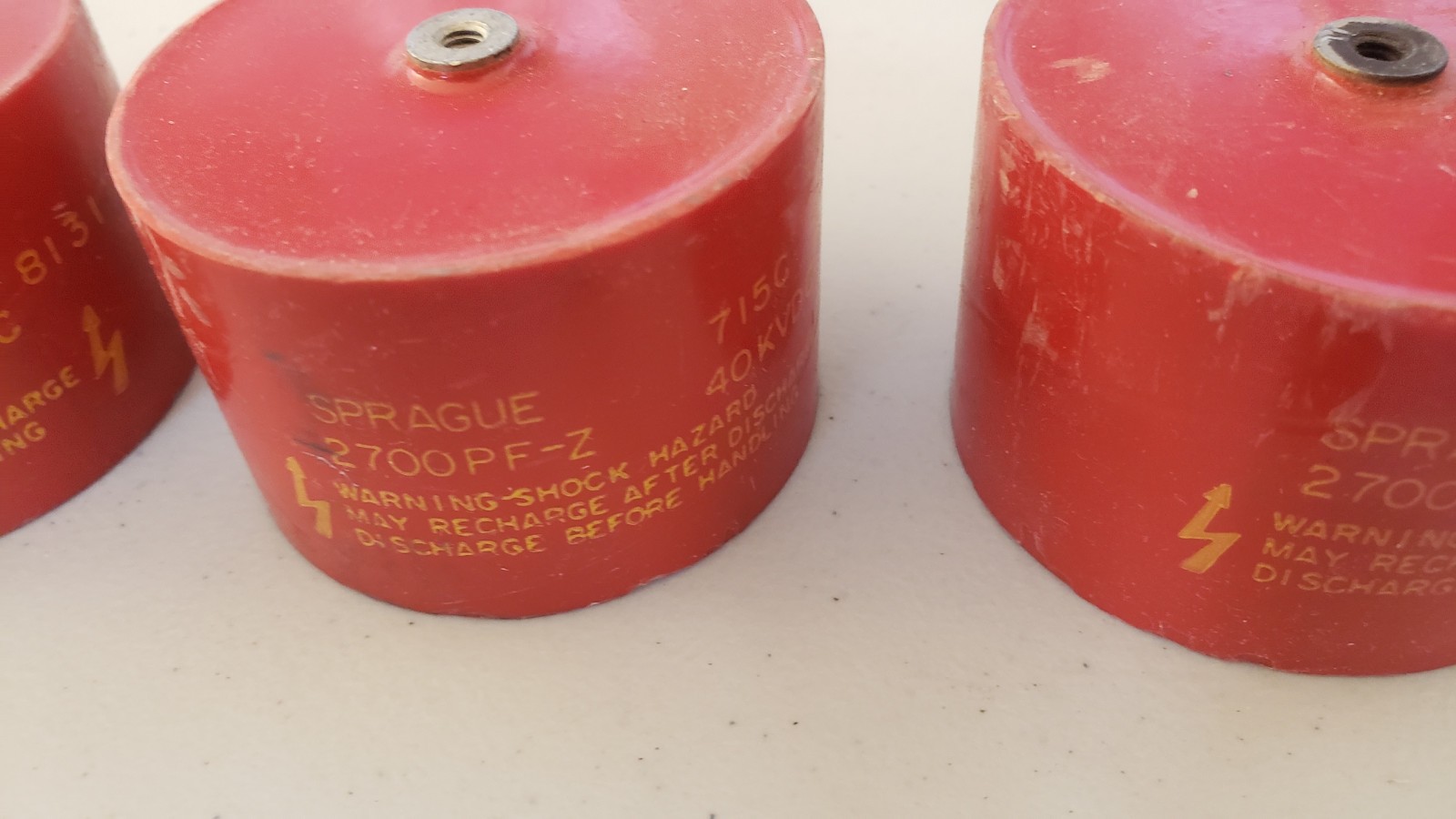 Lot of 6 Sprague 715C 2700pF 40KVDC Doorknob Capacitors, +3 Doorknob Sprague