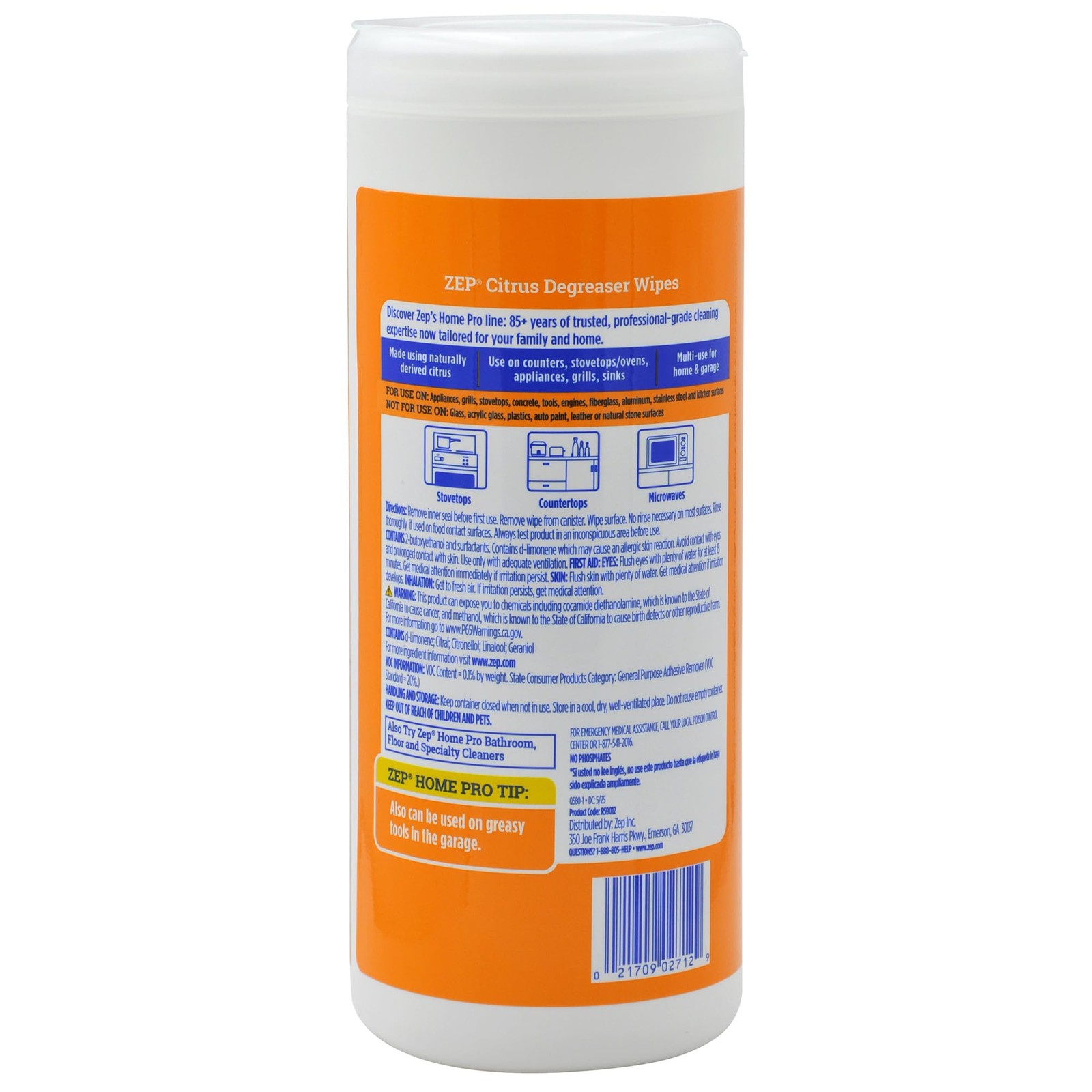 Zep Home Pro Citrus Degreaser Wipes 50 count- 50 Count (Pack of 1), White