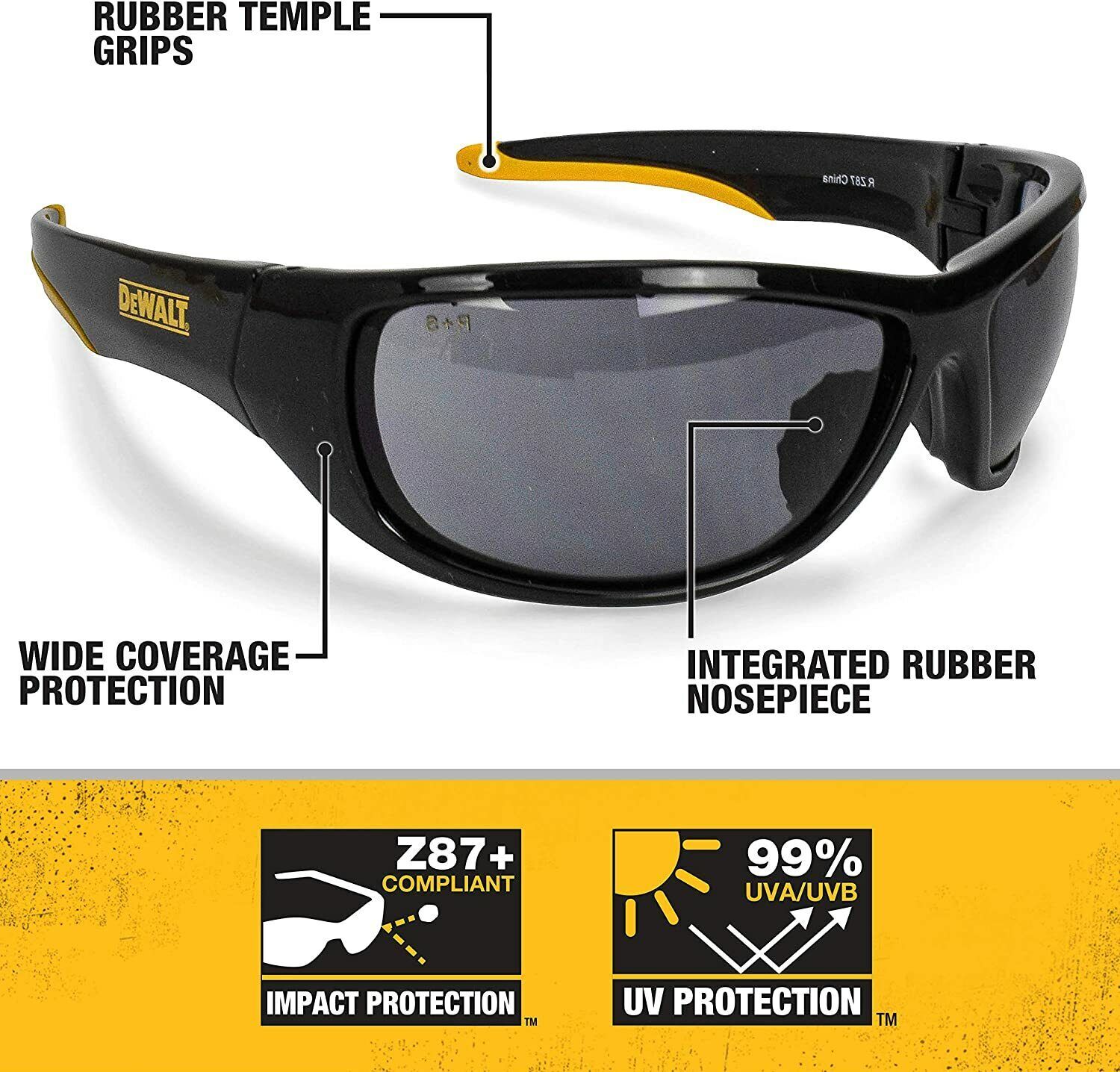 DeWalt MIRROR GRAY Safety Glasses Sport Work Eyewear UV Sunglasses ANSI Z87+