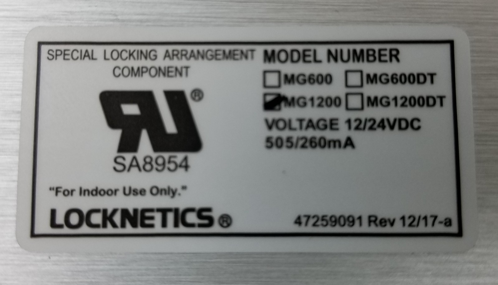 Locknetics MG1200 Electromagnetic Lock 1200lbs Holding Force 12/24Vdc NEW