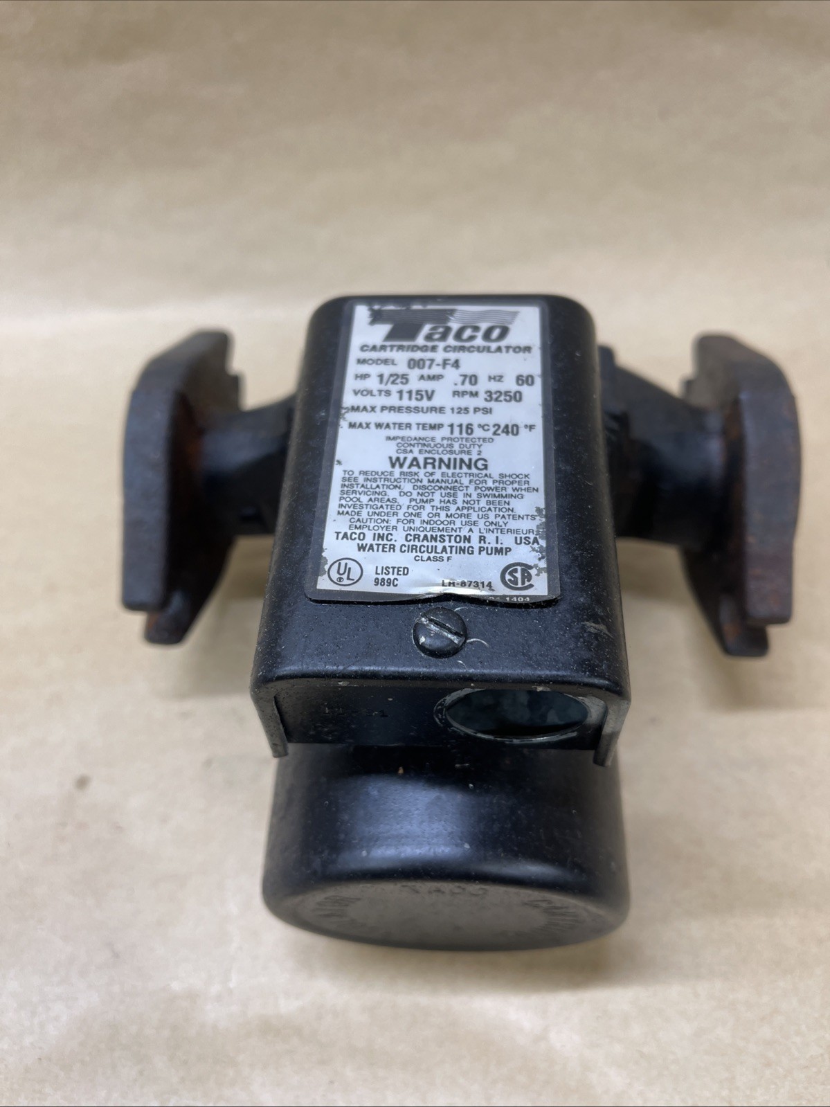 Taco 007-F5 Cast Iron Circulator, 1/25 HP