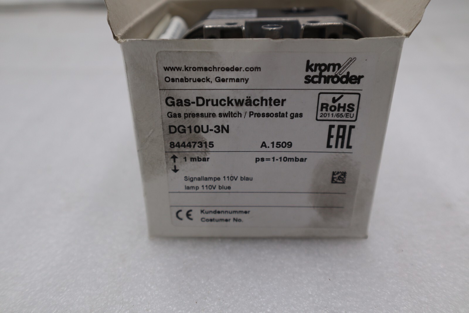 NEW KROM SCHRODER DG10U-3N 84447315 GAS PRESSURE SWITCH STOCK H845