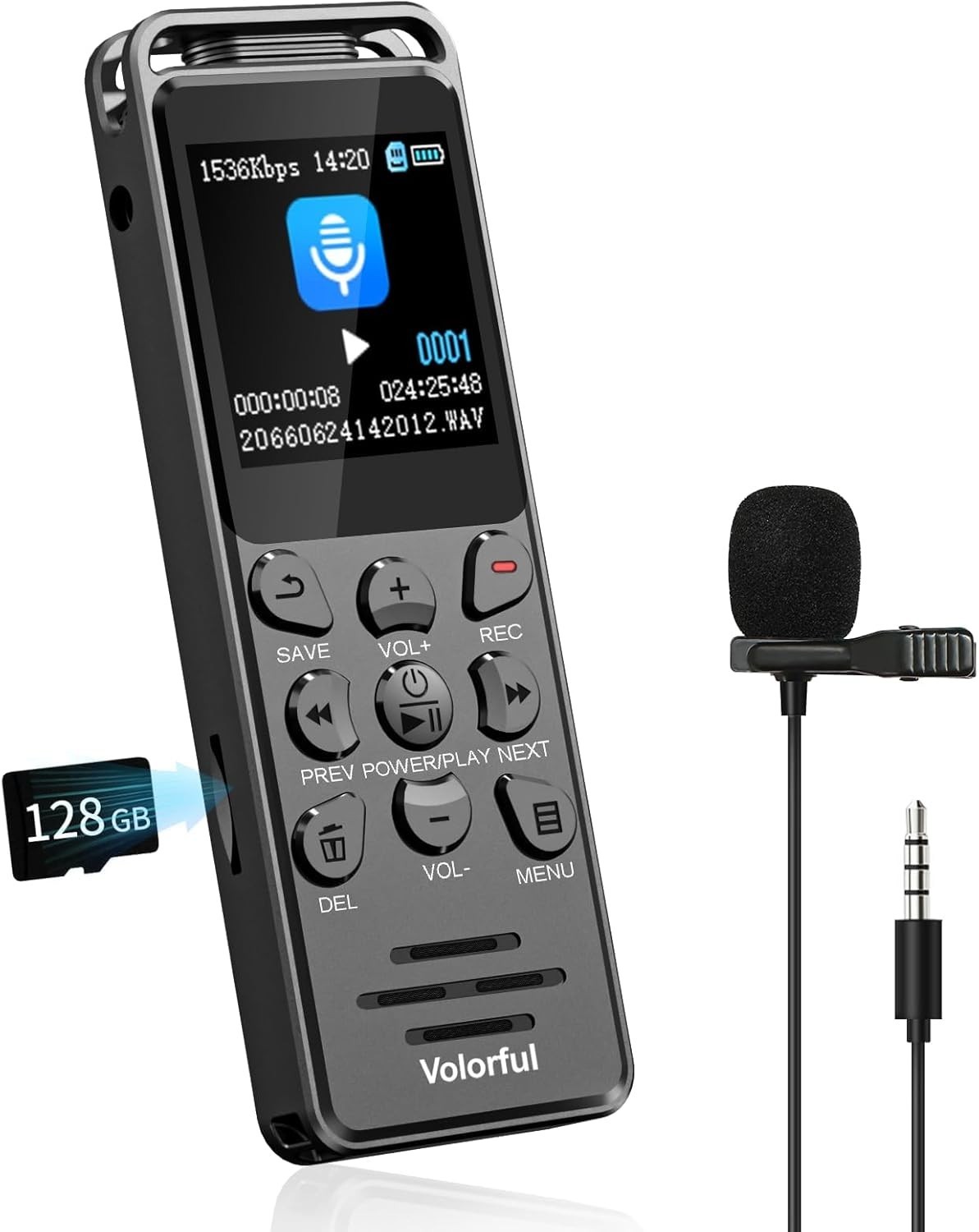 144GB Digital Voice Recorder with Playback, 1536Kbps Audio Recorder Voice Record