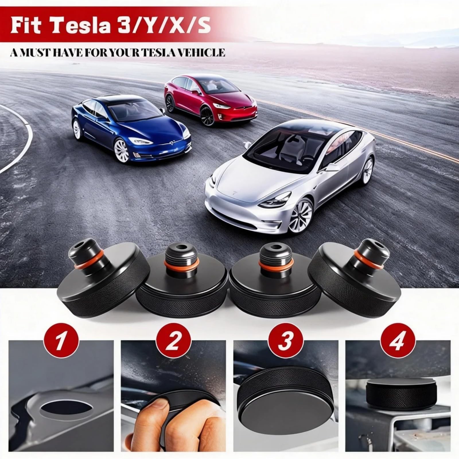 Tesla Jack Pads Lifting Pad for Model 3/Y/S/X – Waterproof Black
