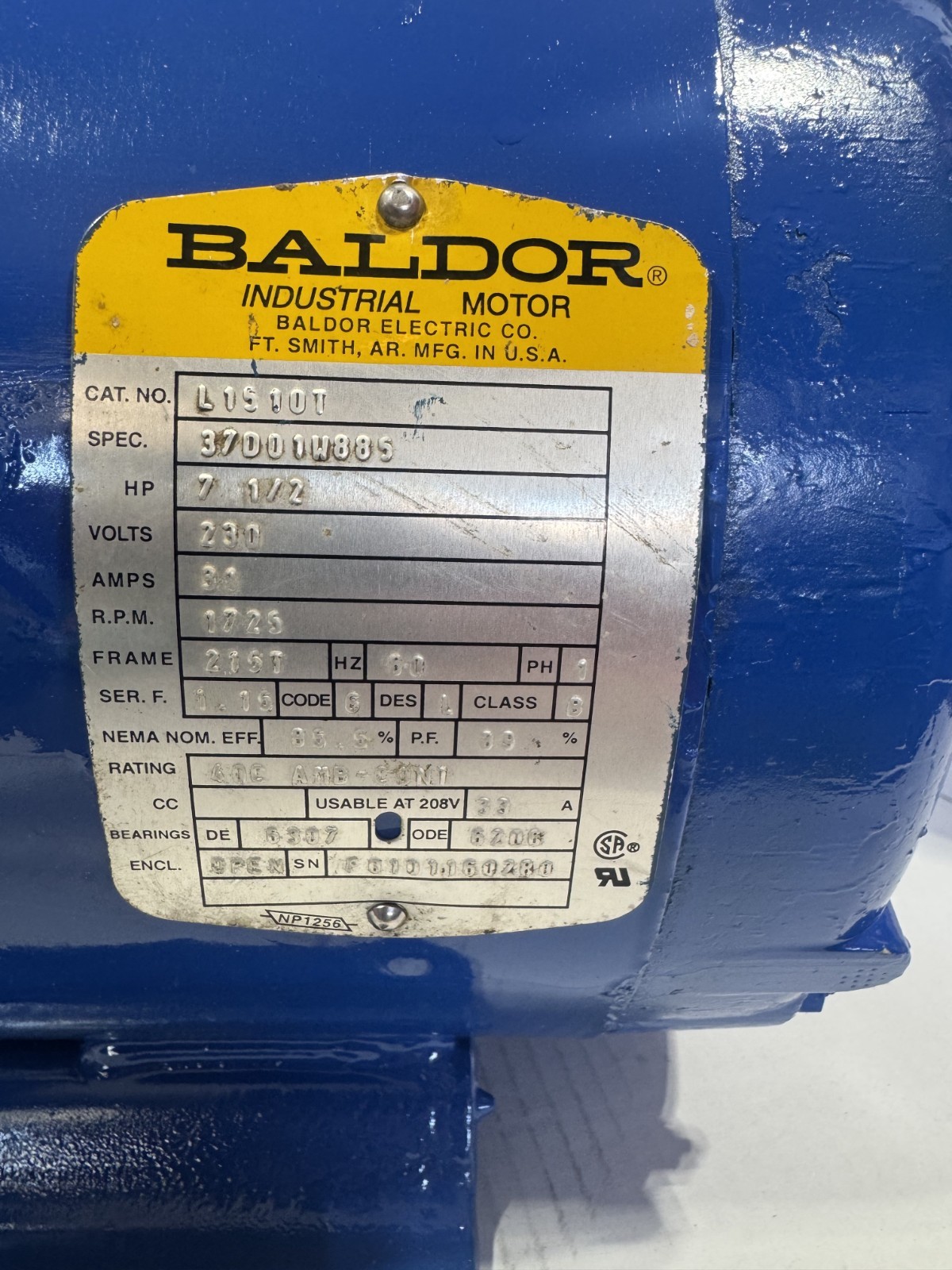 Heavy Duty 7.5 HP Baldor Electric Motor