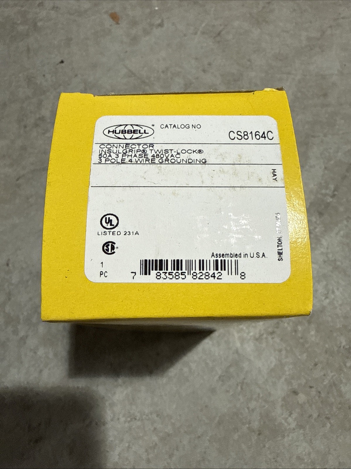 Hubbell Connector Insulgrip Twist-Lock CS8164C 50A 480V 3 Pole