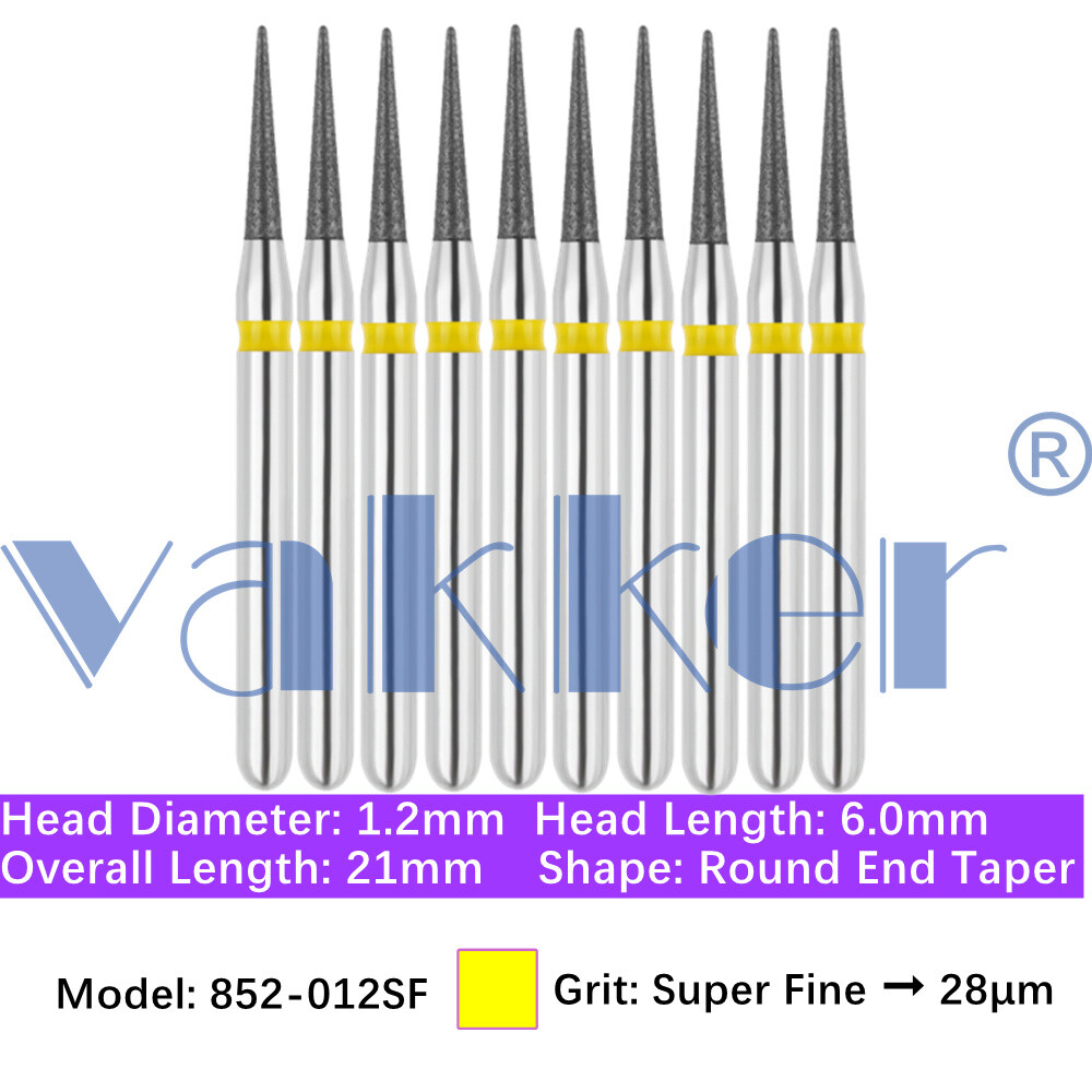 Vakker 10pc Diamond Bur X-Mas Tree Round End Taper Burs Fine Medium Coarse
