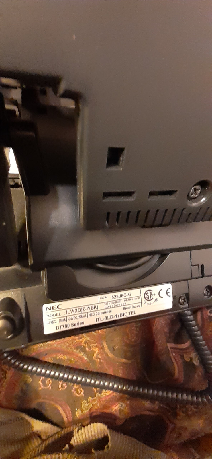 Office Phone, NEC, ILV(XD)Z-Y(BK) W/ Base, LO(GBA) Z, GBA-L Unit, Wires, PoE.