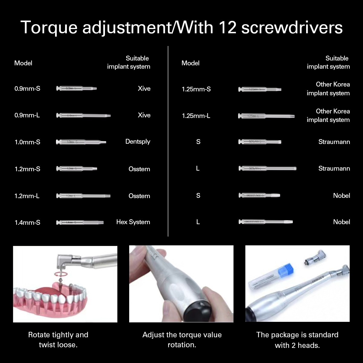 AZDENT Dental Universal Implant Kit Torque Wrench Contra Angle with 12 Drivers