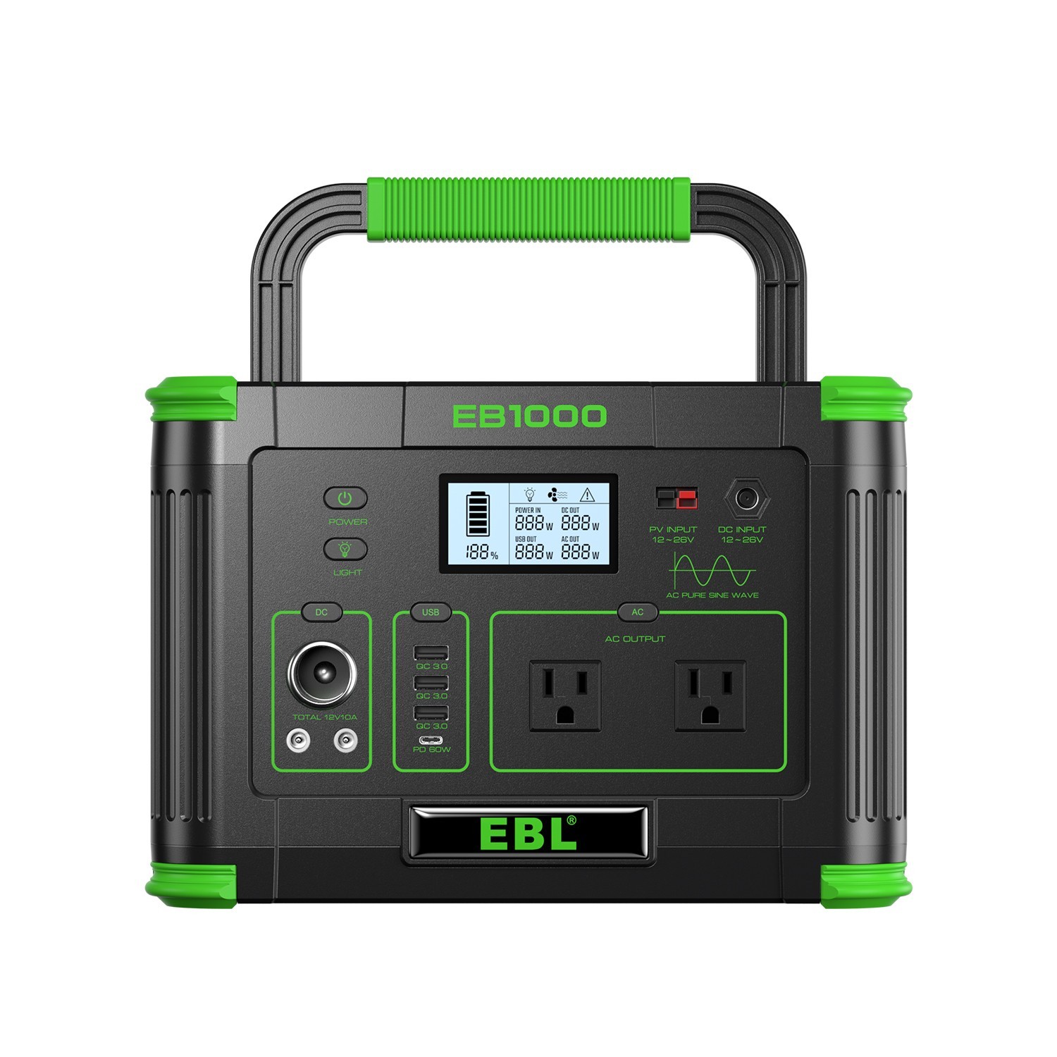 1000W 999Wh Portable Power Station Solar Charger Generator Supply Home Camping