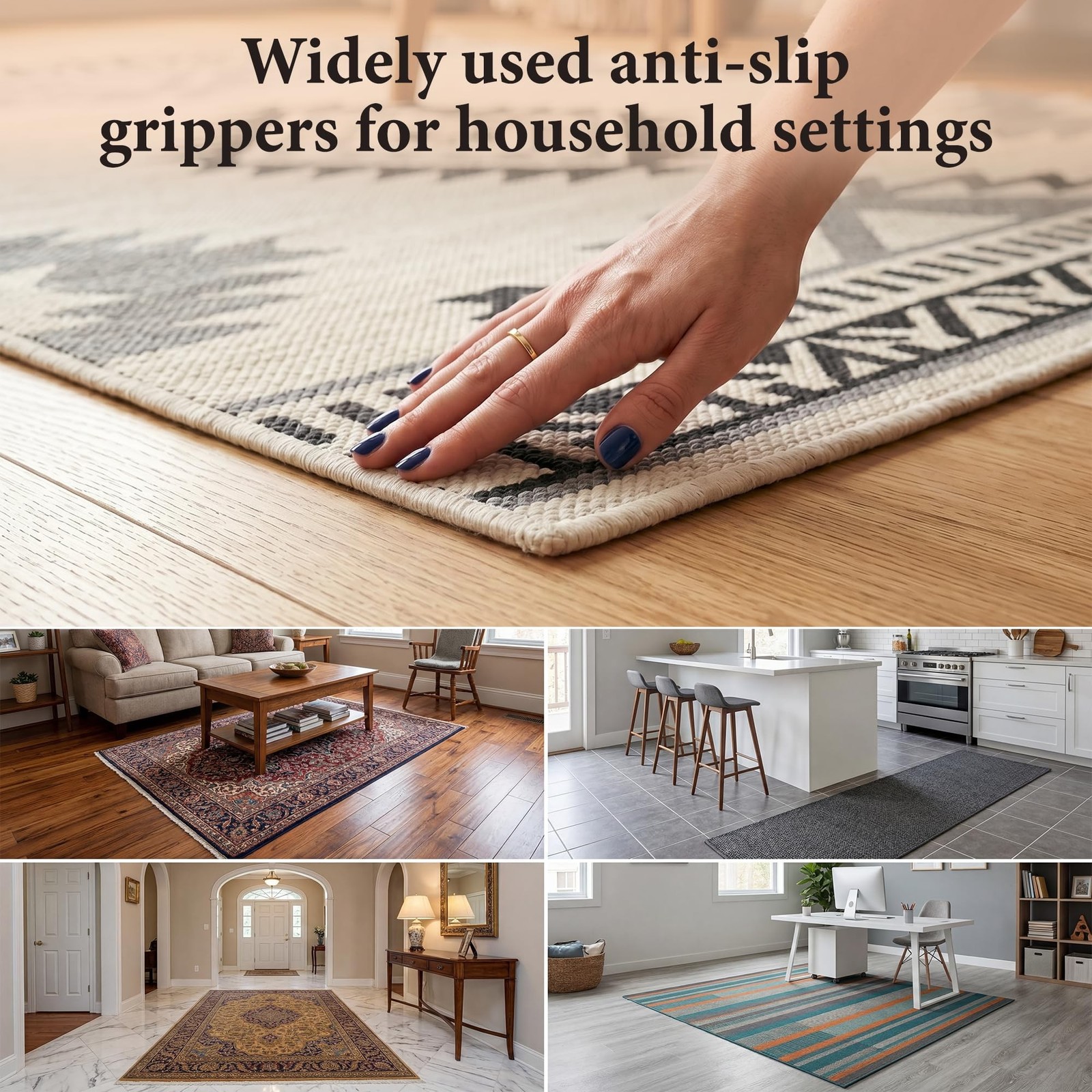 16 Pcs Rug Tape,Anti Slip Rug Pads Grippers for Hardwood Floors and Tiles,No …