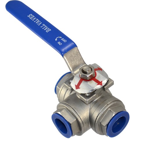 3-way NPT threaded Ball Valve Female Port T Type WOG1000 SS 304 for water oil