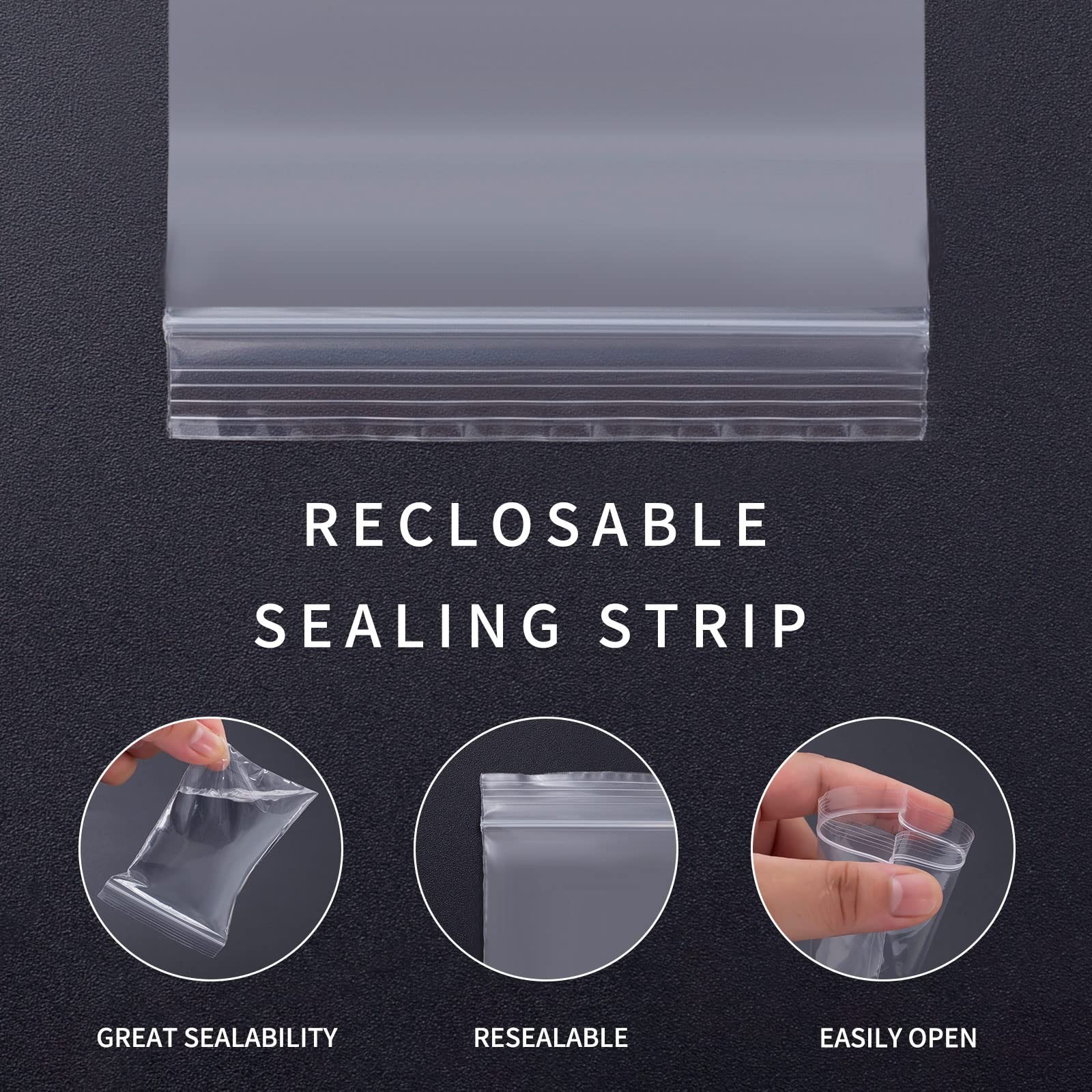 400PCS Small Plastic Bags, 4 Assorted Sizes Mini Ziplock Bag,Small Baggies