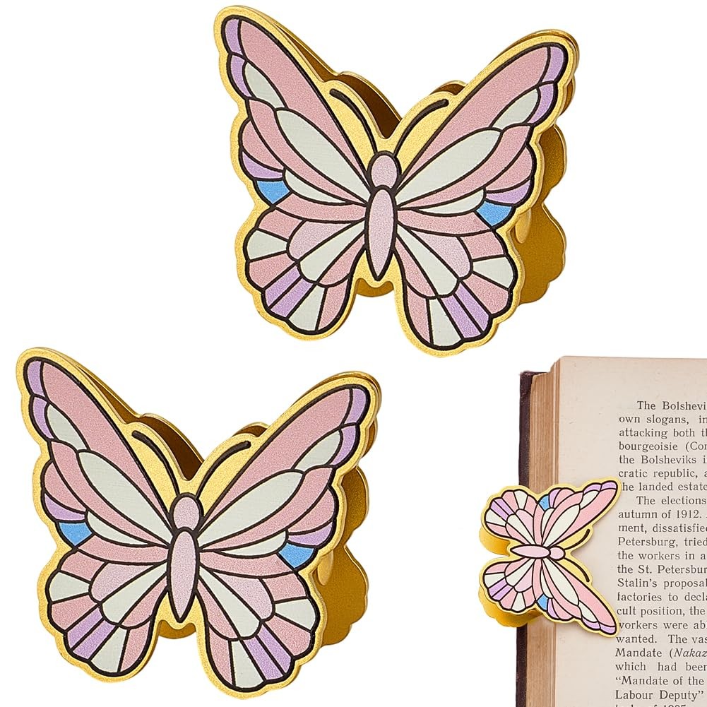 2.05 x 1.71 x 0.8 inch(5.2 x 4.35 x 2.05cm), 2pcs Gold Pink Butterfly