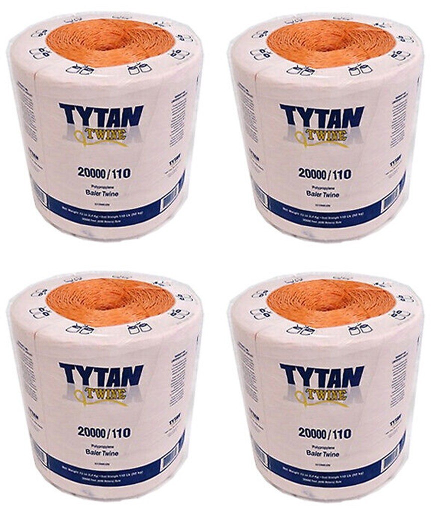 Tytan PBT20110TOSTNBP 20,000 ft Orange Polypropylene Baler Baling Twine – 4 Pack