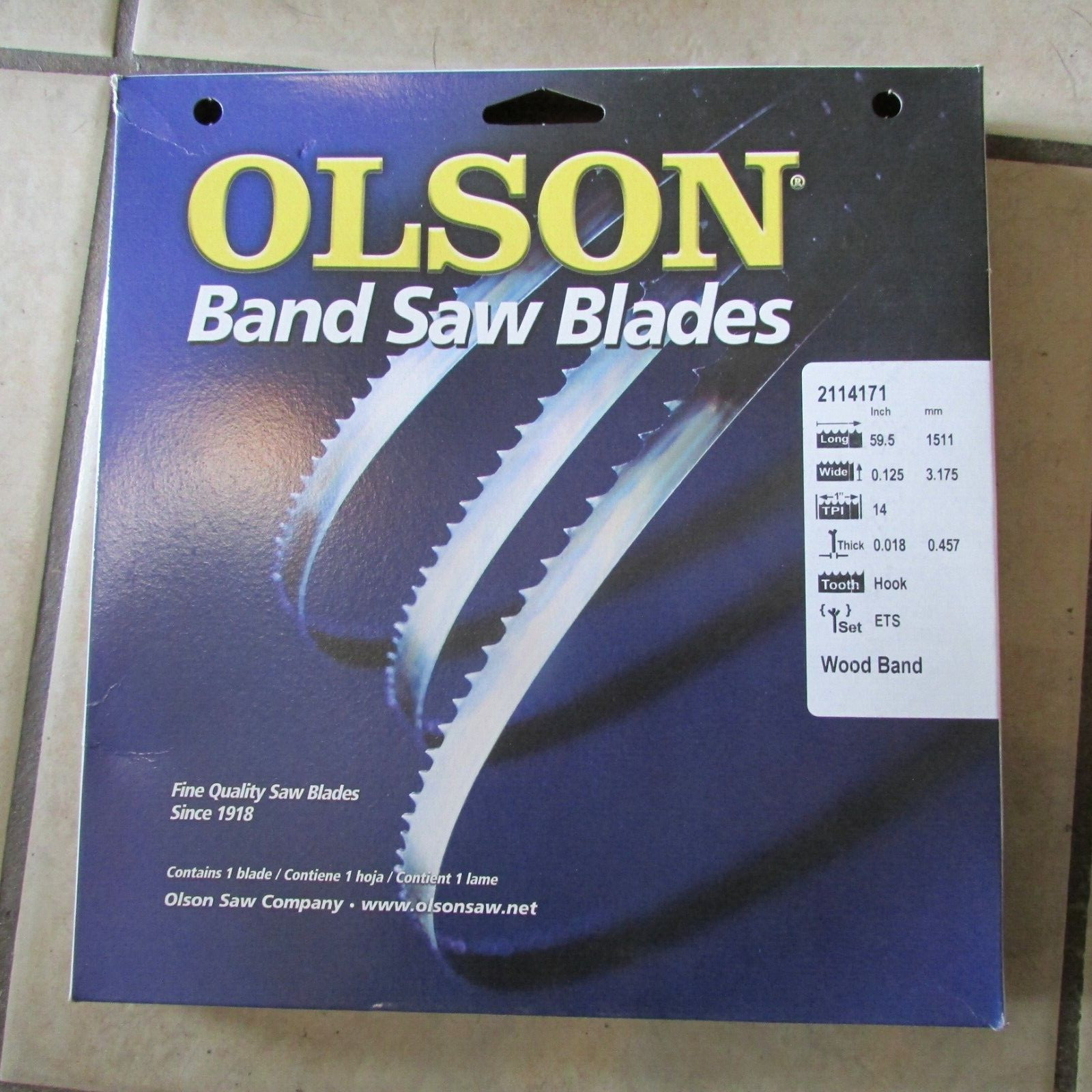 Olson Band Saw Blades – Wood Band – #2114171 – 59.5″ Long – 0.125 Wide (B 97)
