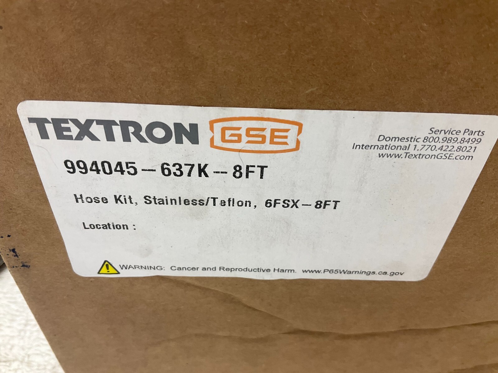 Textron GSE 994045-637K-8FT Stainless / Teflon Hose Kit 6FSX-8FT New (TSC)