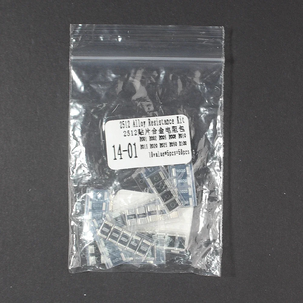50PCS 2512 SMD Resistor Kit 0.01Ω-1Ω 1% Low Resistance Set