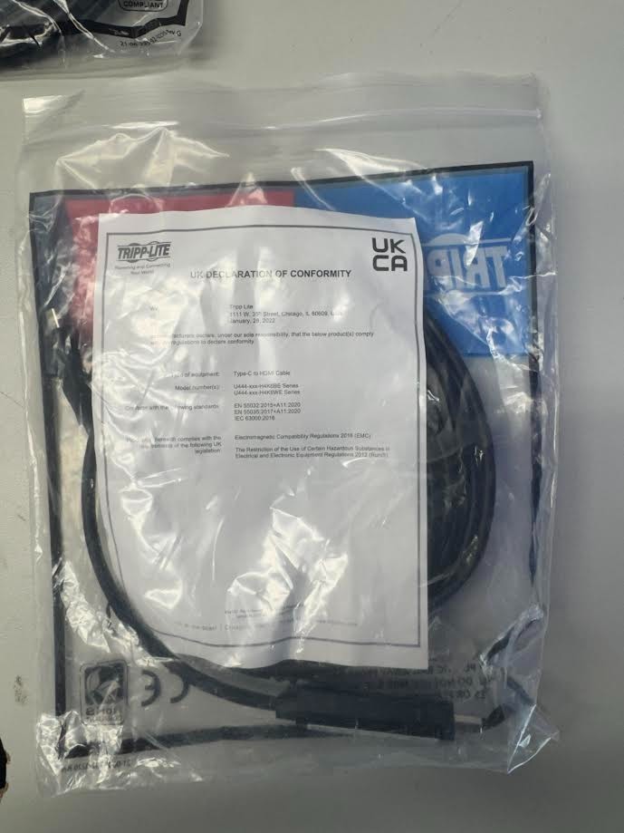 Eaton Tripp Lite Cable Assembly USB C Male Plug to HDMI-A Male LOT OF 8