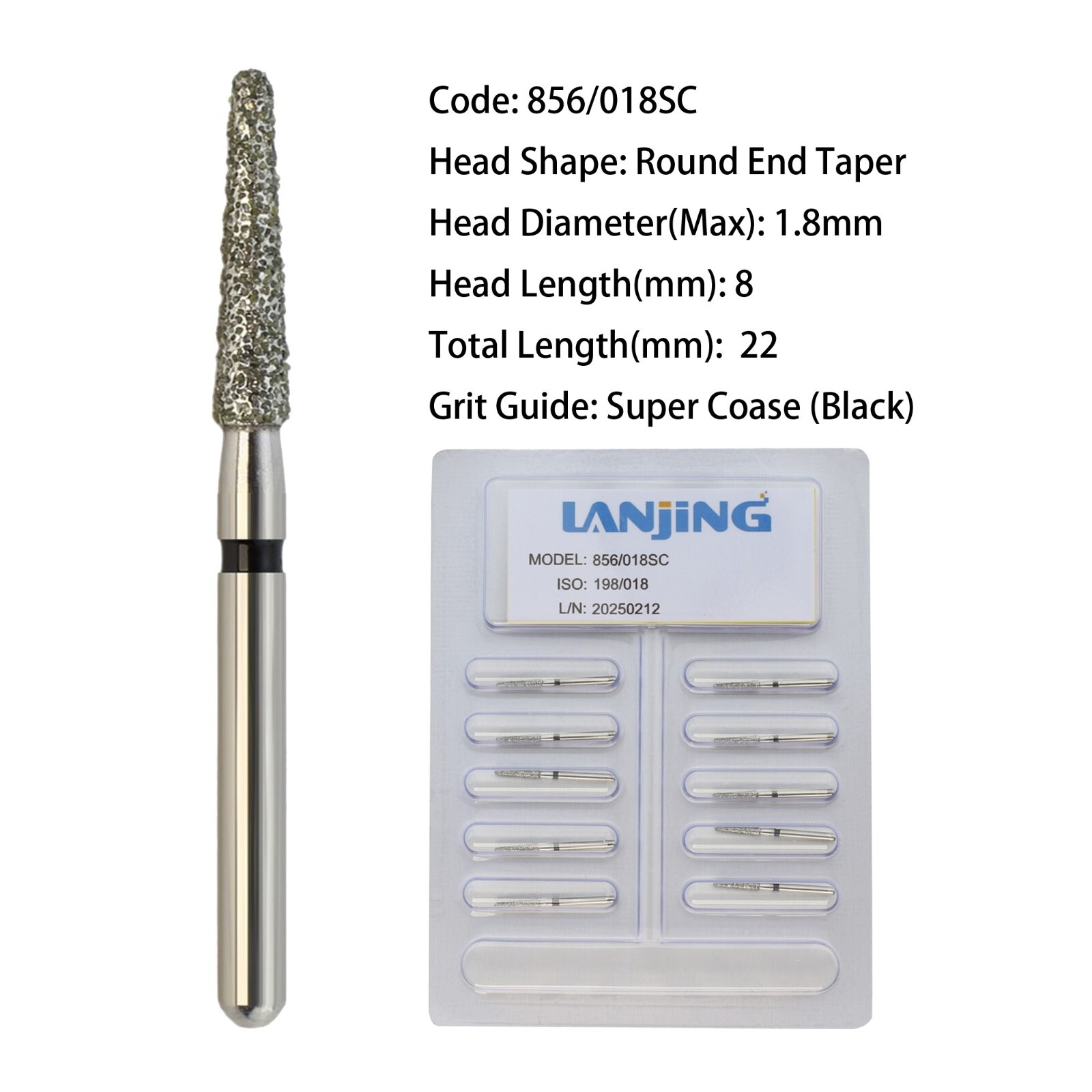 Dental Burs Diamond FG Round End Taper Football Surgical Long High Speed 856 850