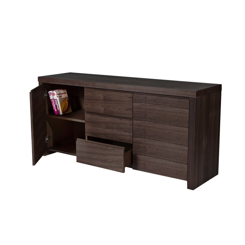Pangea Home Bowa Modern High Gloss Lacquer Wood Buffet in Espresso
