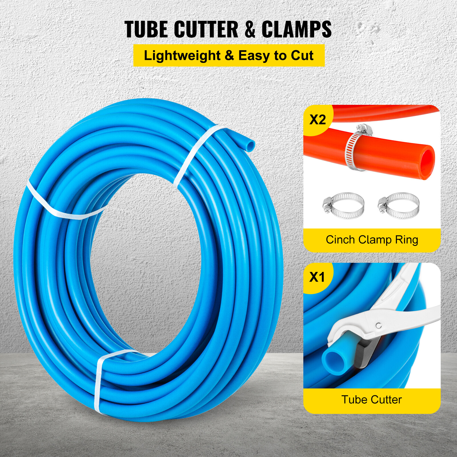VEVOR 200ft 1/2 Oxygen Barrier PEX tubing 100ft RED and 100ft BLUE Pipe Pex-B