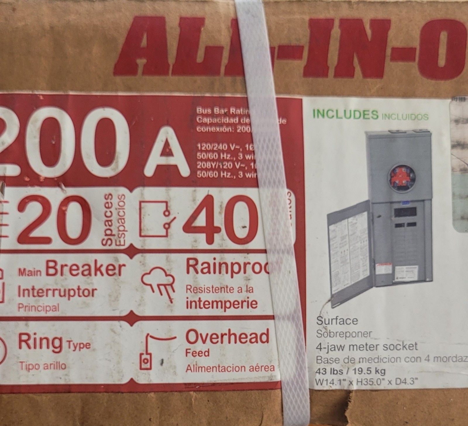 200 amp Square D SO2040VP Main Breaker Panel