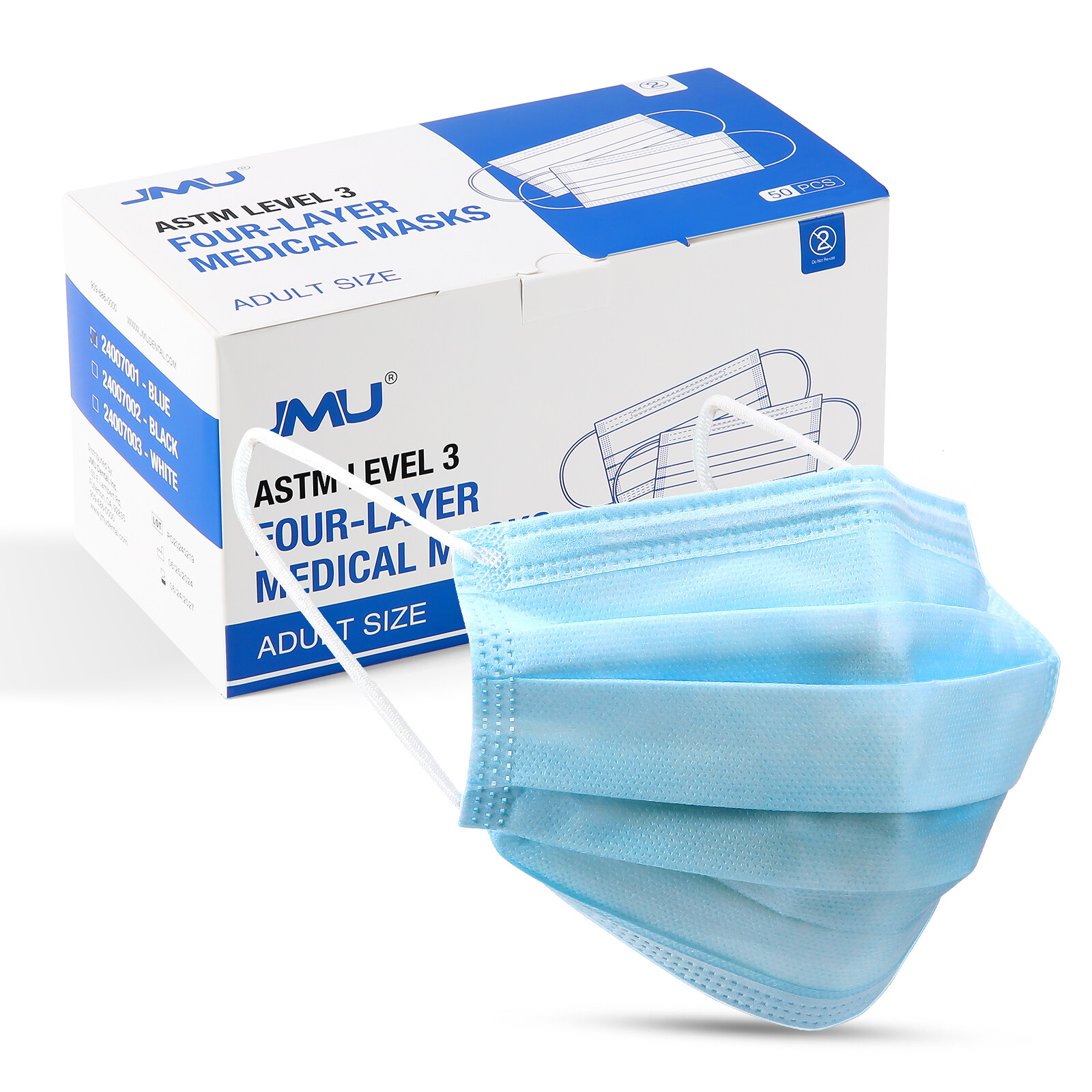 JMU ASTM Level 3 Face Masks 4-Ply BFE 98% Disposable Medical Shield Mask