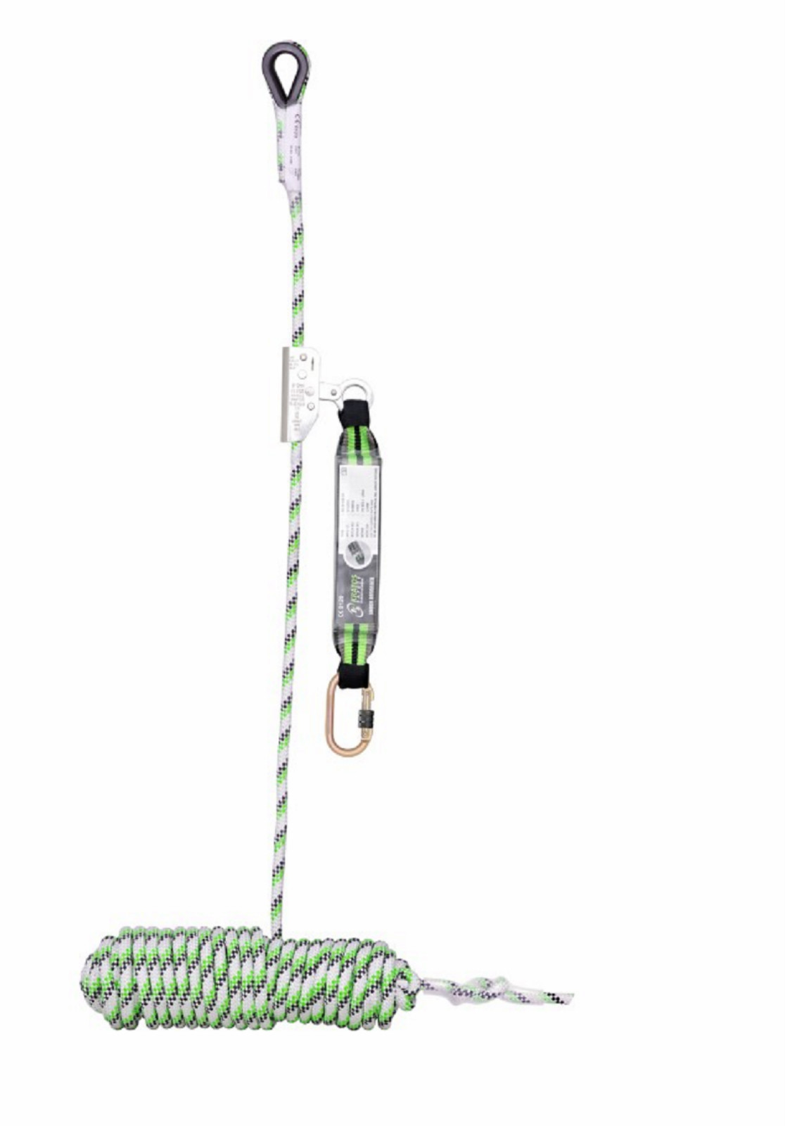 Fall protection height protection rope 10 m incl. rope brake fall absorber carabiner according to Di