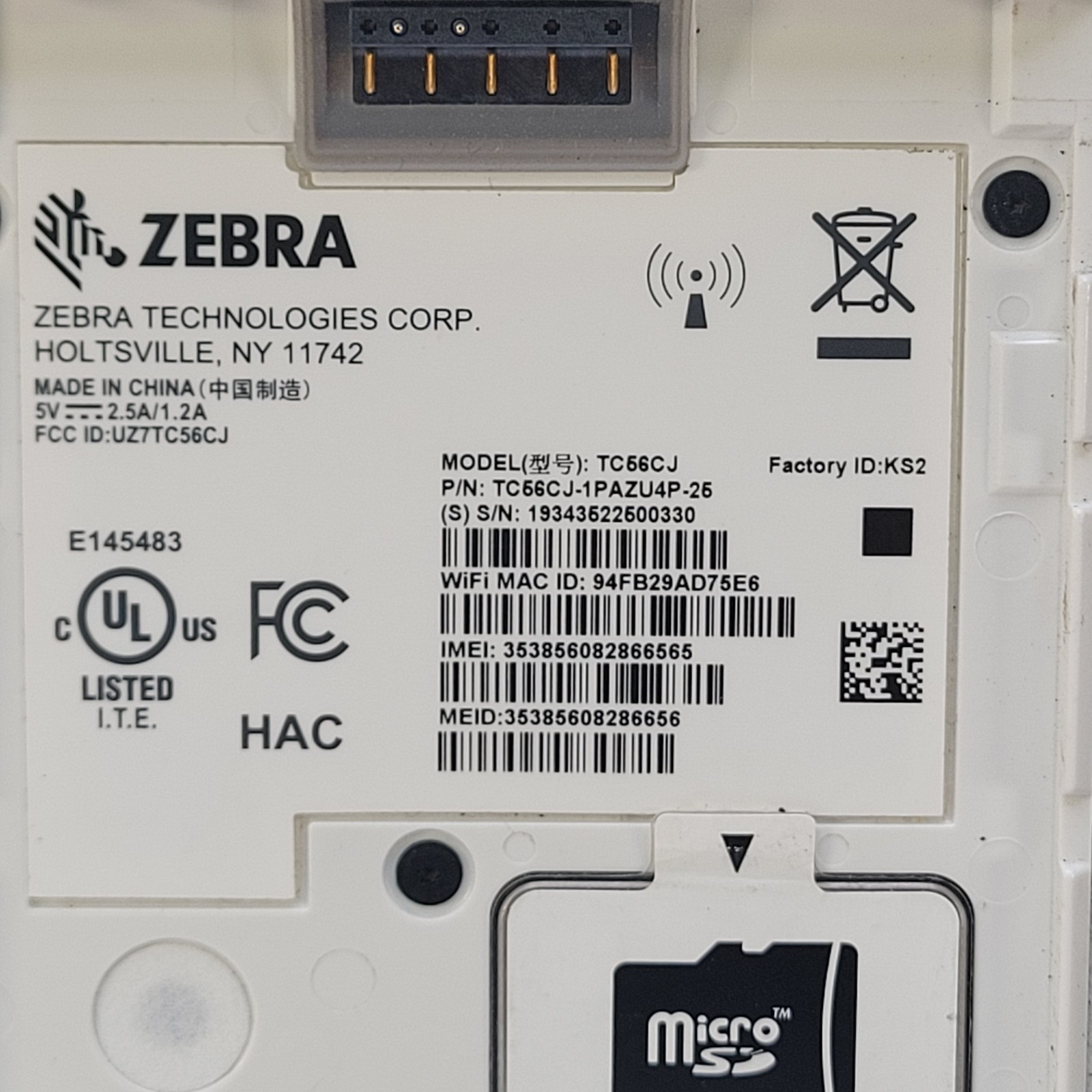 Zebra TC56 TC56CJ-1PAZU4P-25 Wireless 2D/1D/QR Scanner, Google Play Please Read