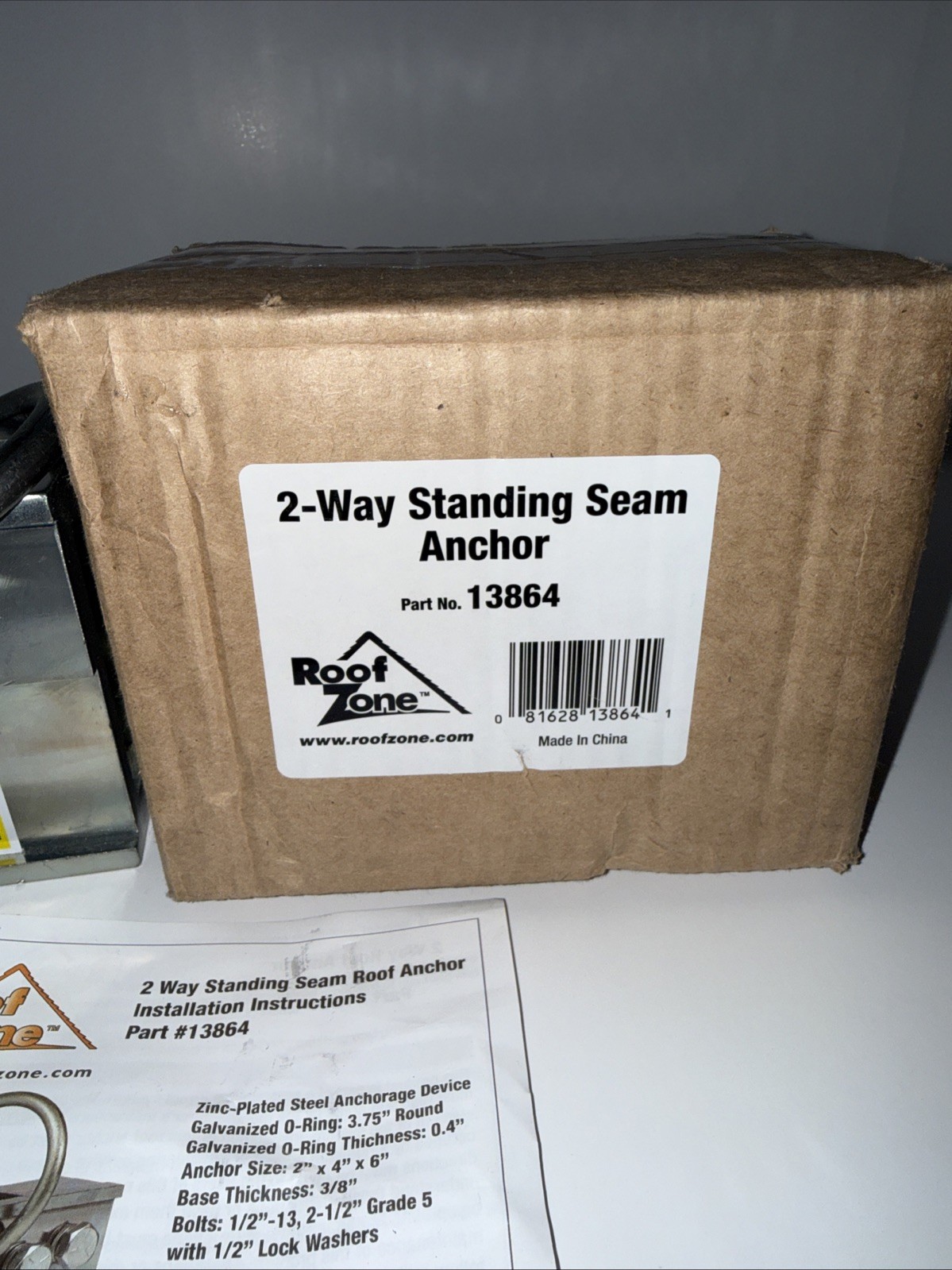 Roof Zone 2-Way Standing Seam Roof Anchor Clamp Tie Down 13864, 5000 lb Capacity