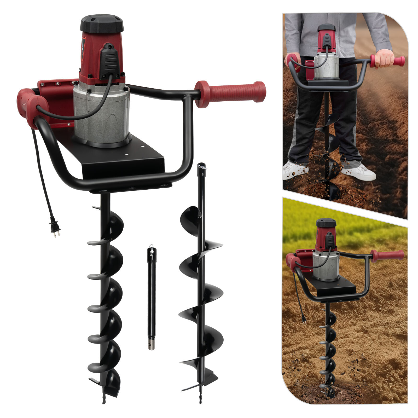 1500W Electric Corded Digger Post Hole Digger Auger Drill Bit Pure Copper Motor