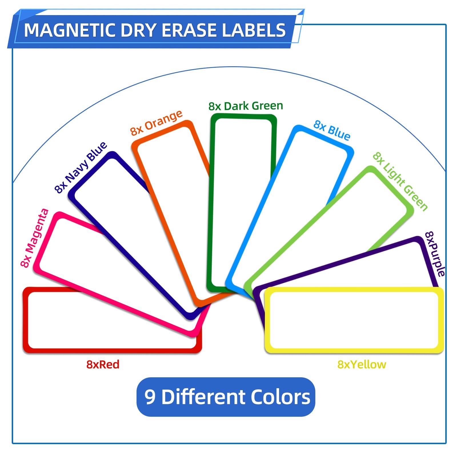 Utron 72PCS Magnetic Dry Erase Labels, 3.2″x1.2″ 3.2 x 1.2 inches, Blue