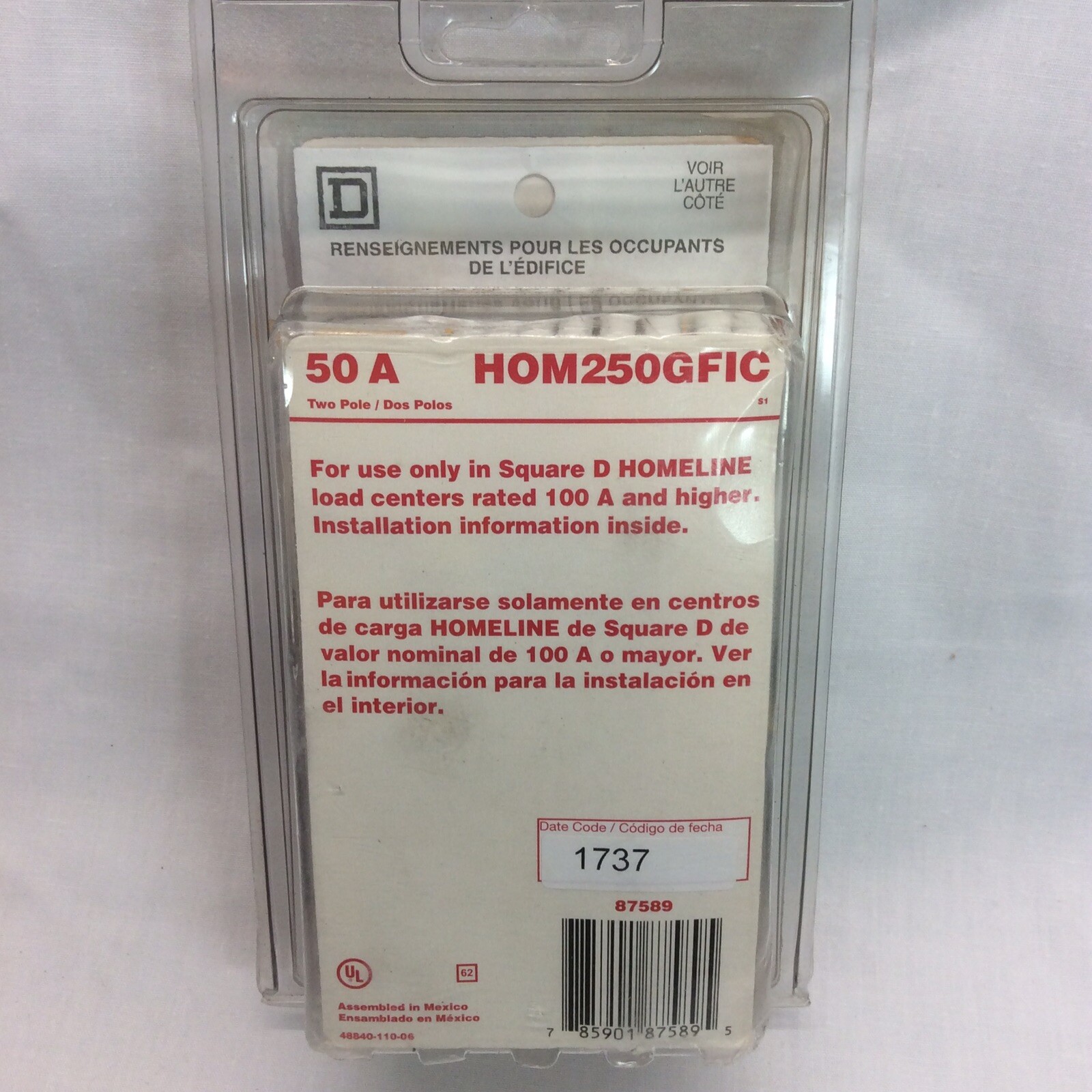 Schneider Circuit Breaker and Ground Fault Interrupter 2 Pole Square D Home Line