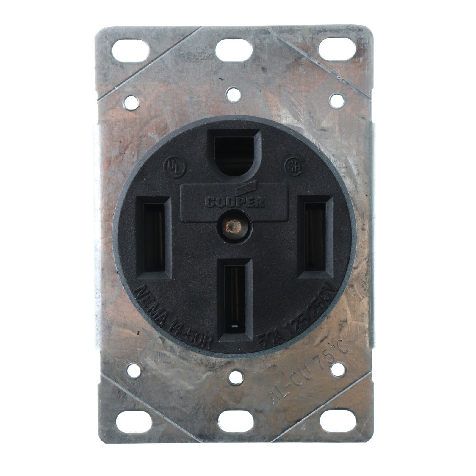 COOPER EATON 1258 FLUSH MOUNT DRYER RECEPTACLE, 3P, 4W, 50A, 125/250V, 14-50R