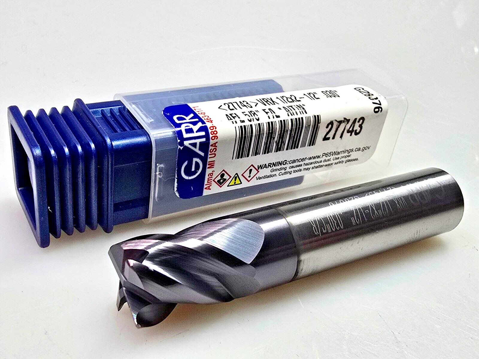 GARR 1/2″ x 1/2 x 5/8 x 2-1/2 R.03 Solid Carbide End Mill 0.5″ 27743 VRX