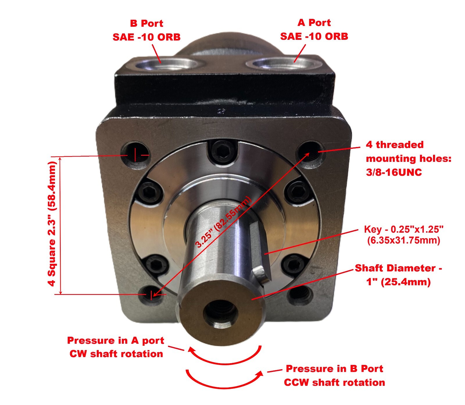 Hydraulic Low Speed High Torque Orbital Motor 4 Bolt 50-500cc 14.5gpm Bi-rotate
