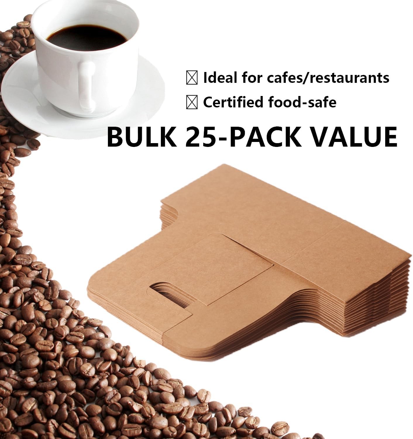 25 Pack 2-Cup/4-Cup Drink Carrier with Handle (12-30oz) | Disposable Paperboard