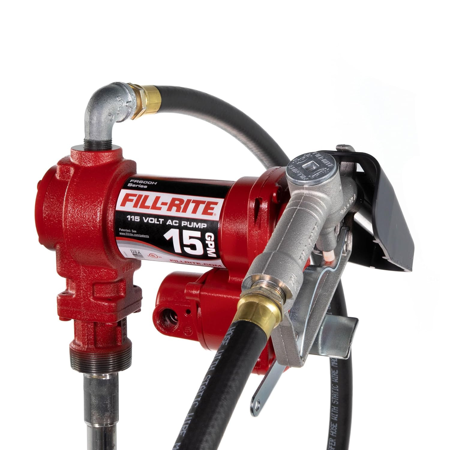 Fill-Rite FR610H 115V 15 GPM Fuel Transfer Pump W/Discharge Hose & Manual Nozzle