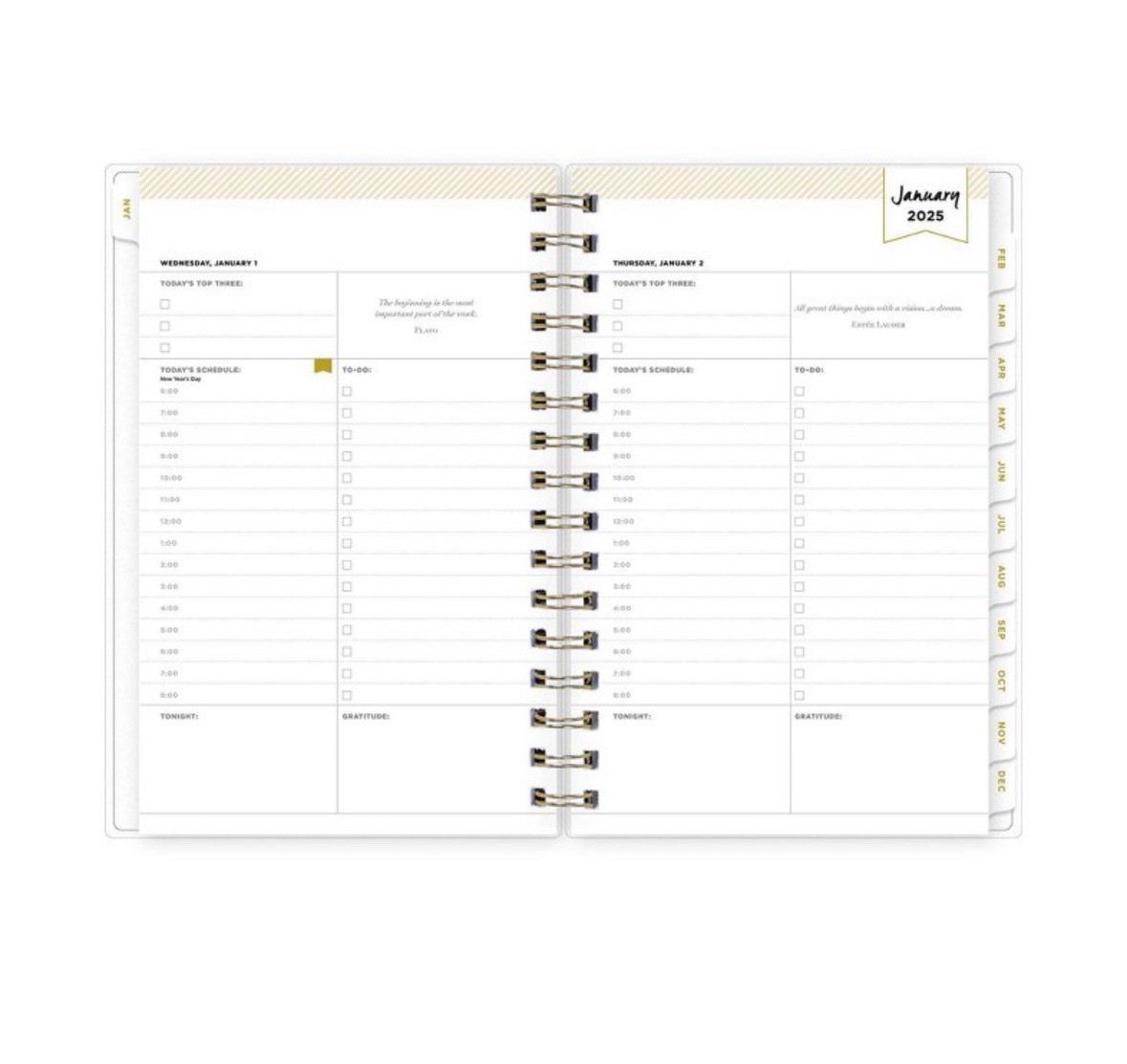 Day Designer 2025 Daily/Monthly Planner 8.15″x6.38″ Wirebound Rugby Stripe Mint