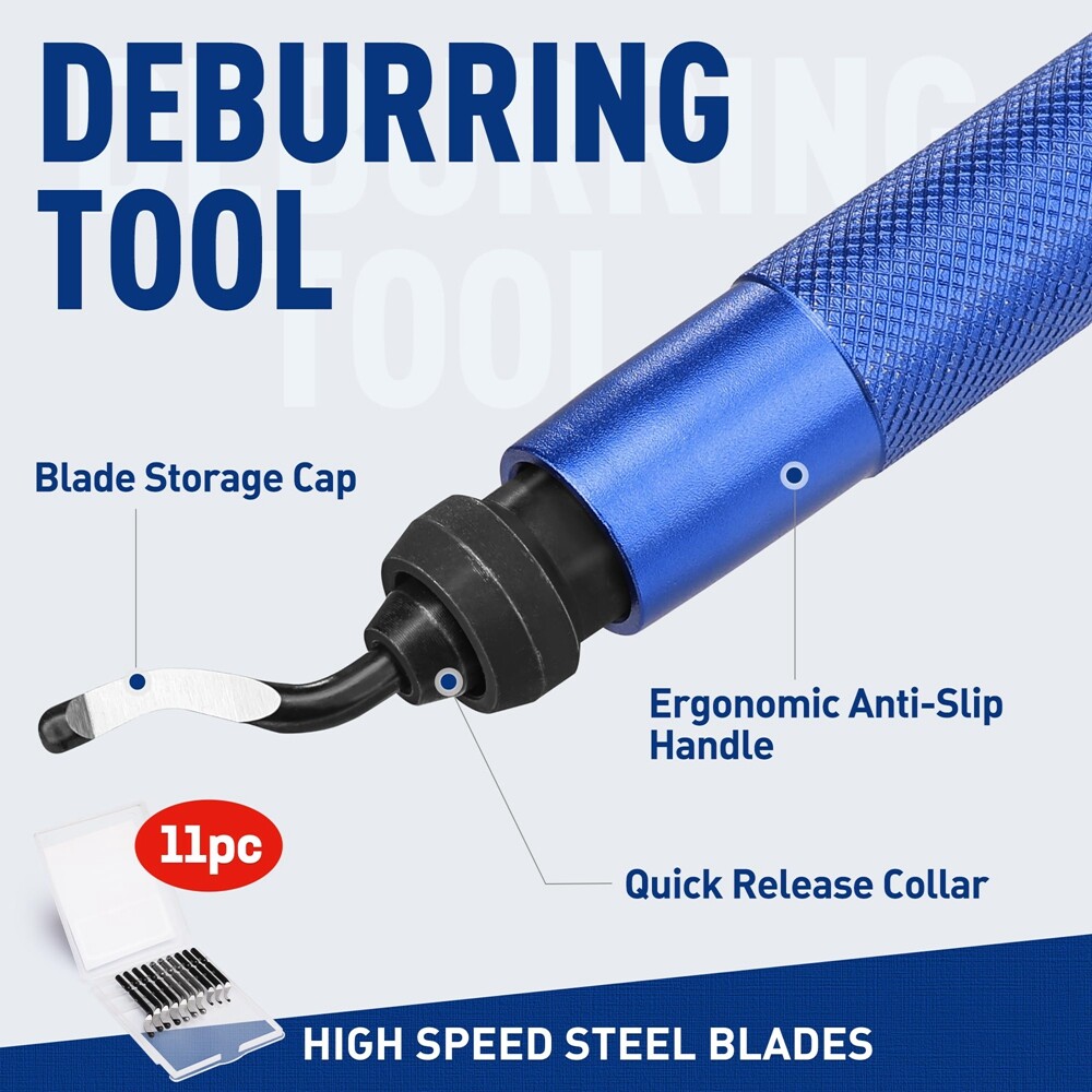 Deburring Tool 360° Rotary Head Deburring Tool 11 High Speed Steel Swivel Blades