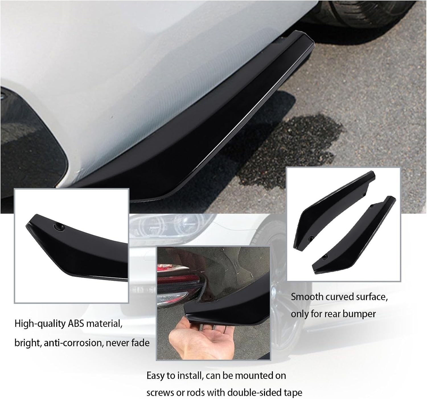 2 PCS Rear Bumper Canard Diffuser Anti-Crash Lip Body Kit Universal Car