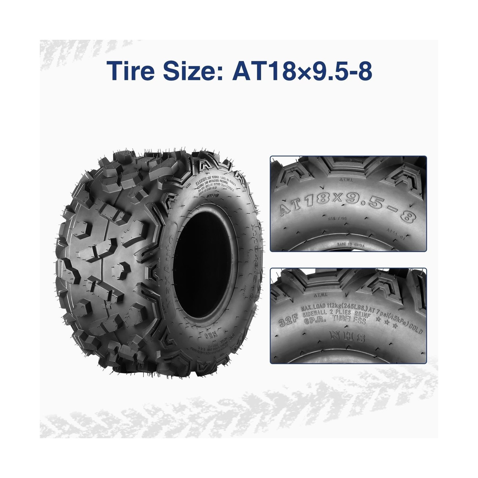 MaxAuto AT18x9.50-8 ATV Tires 18×9.5-8 Lawn tractor Tires 18×9.5×8 Zero Turn …