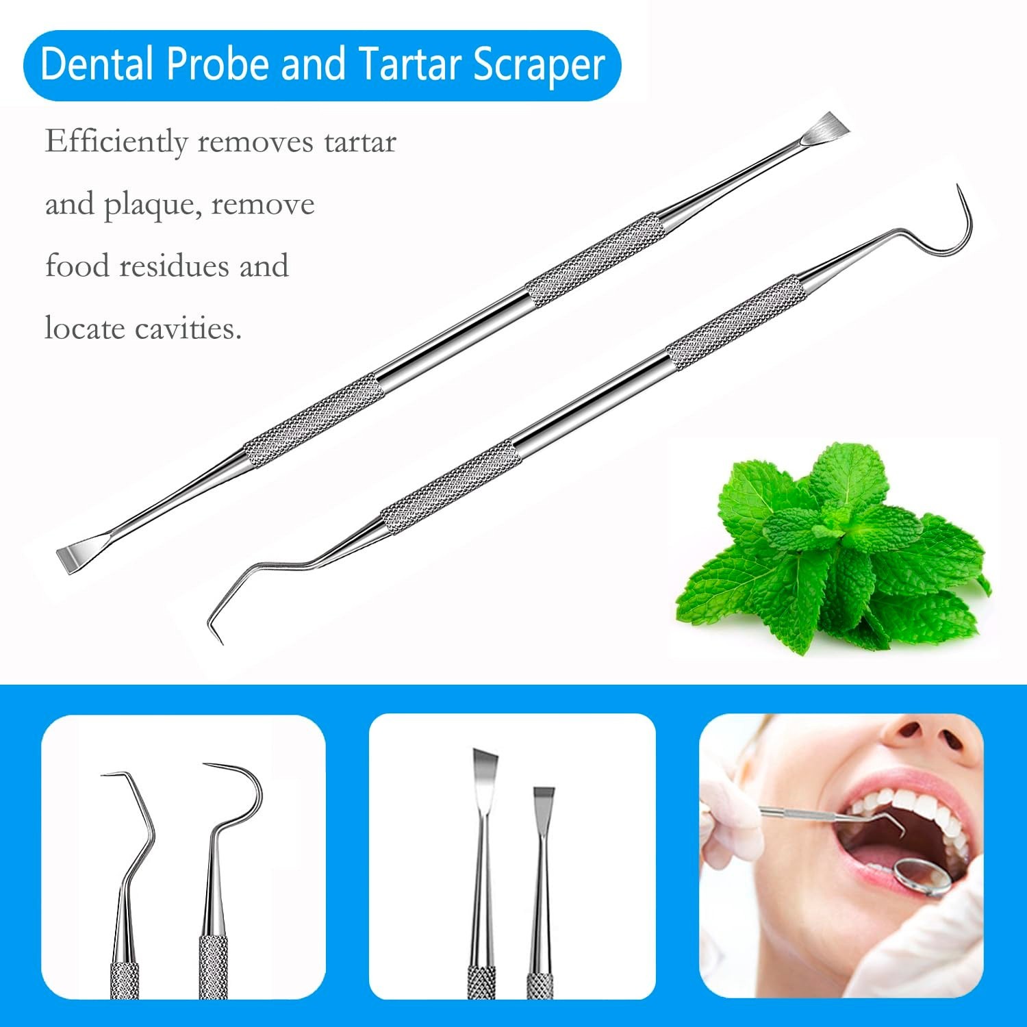 4 Pcs Dental Tools, Professional Remover Teeth Cleaning Tool Kit, Tooth Cleaner