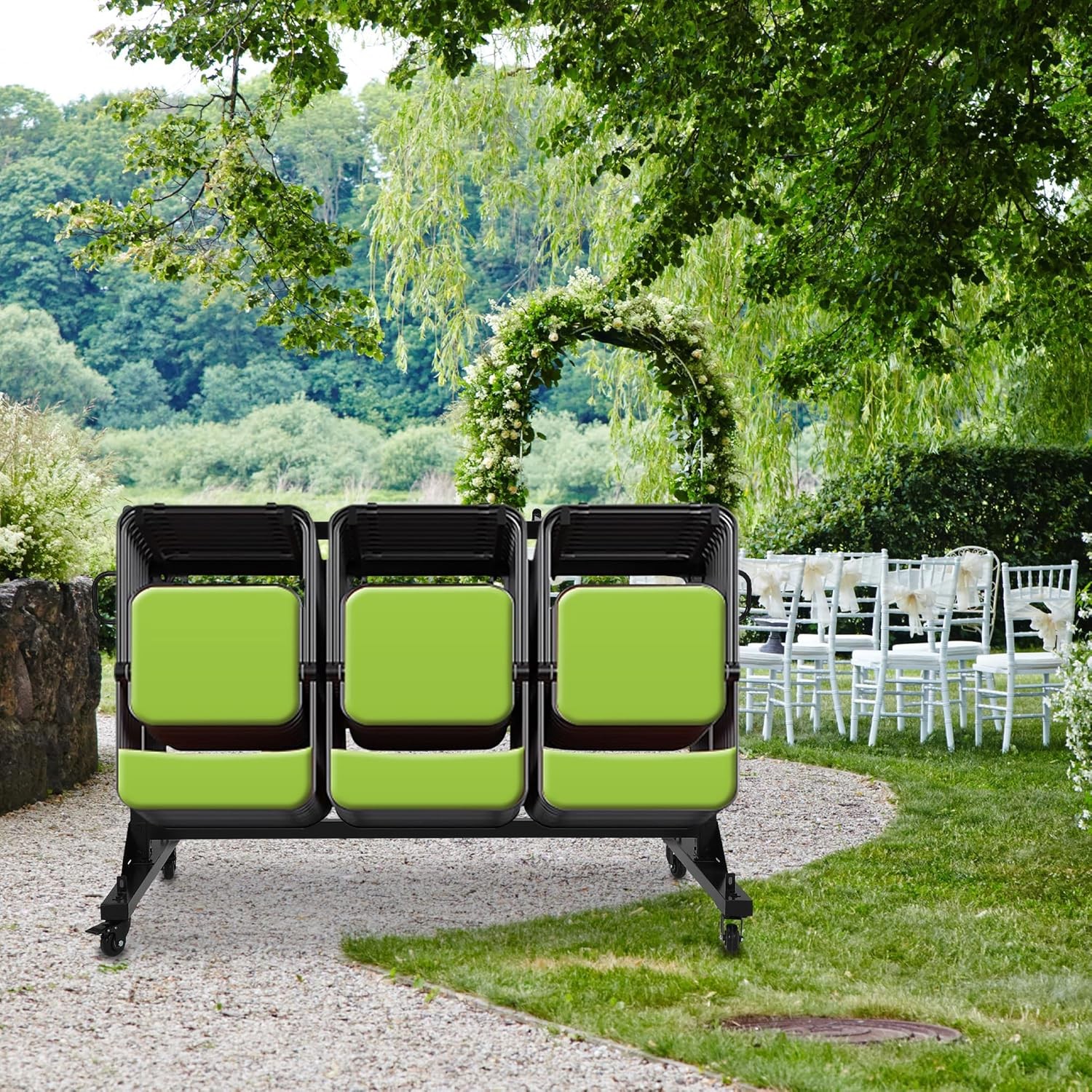 Folding Chair Rack Cart for 42 Chairs or 12 Tables of 400 LBS with Wheels
