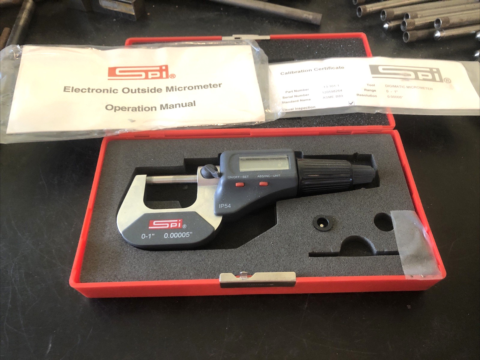 SPI 0-1” Digital Micrometer 13-101-1 IP54 Very Clean Condition case w/papers