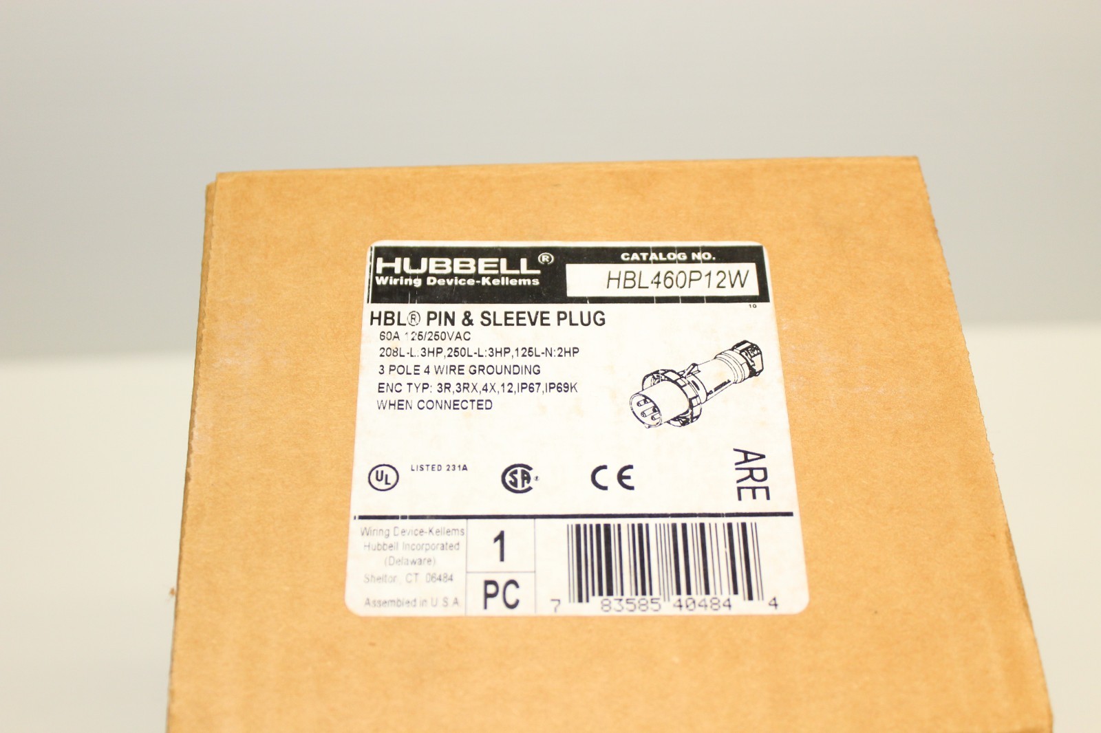 ⭐NEW IN BOX⭐460P12W 60-Amp PLUG HBL460P12W 60A 125/250V 3P 4W 🔴From USA🔵