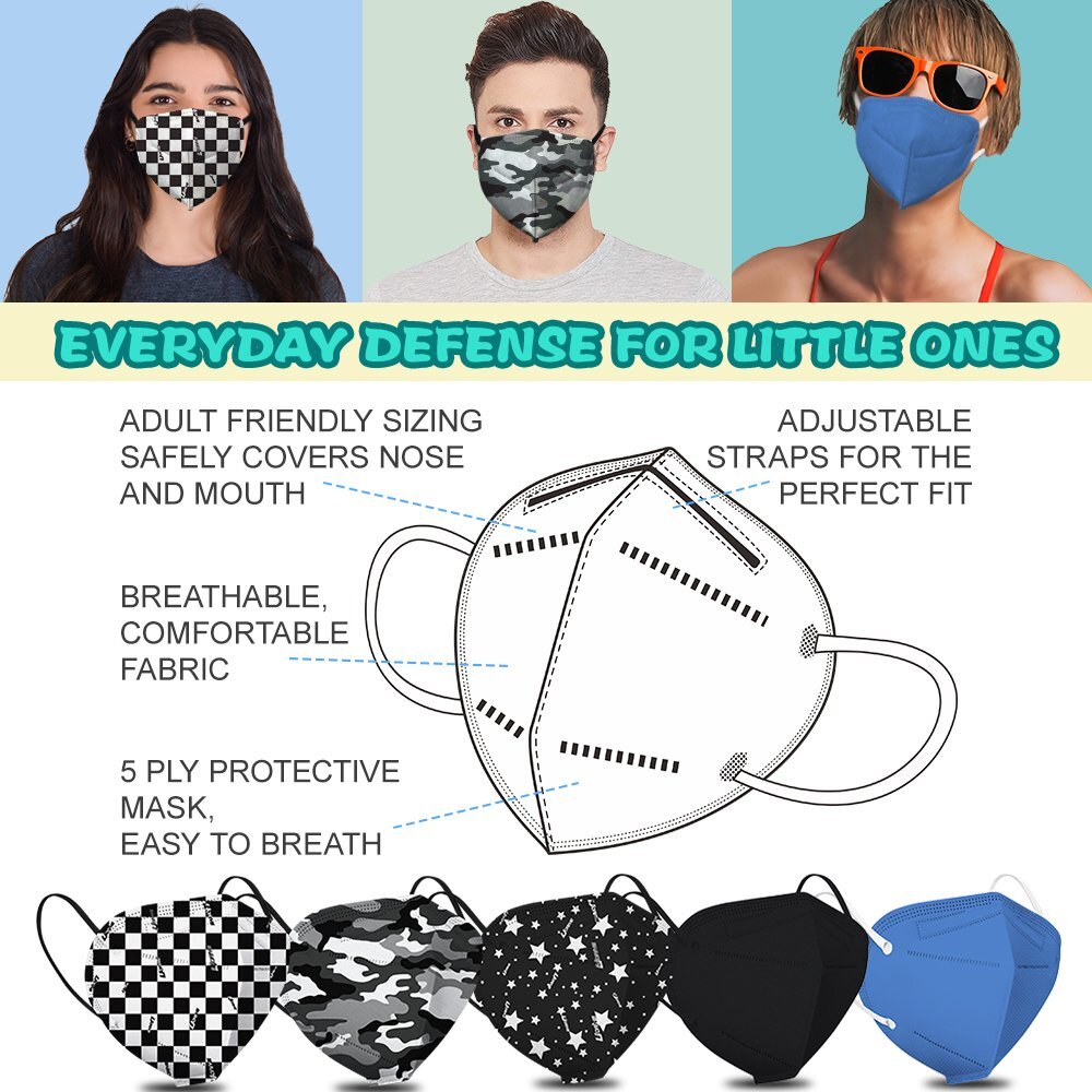 50/100 PCS KN95 Face Masks Protective 5-Layer Disposable Respirator US Seller